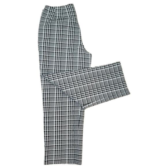 Talbots ~Woman Size 6~ White/Brown Plated Print Stretch Cotton Blend Pants Crop. - Picture 3 of 12